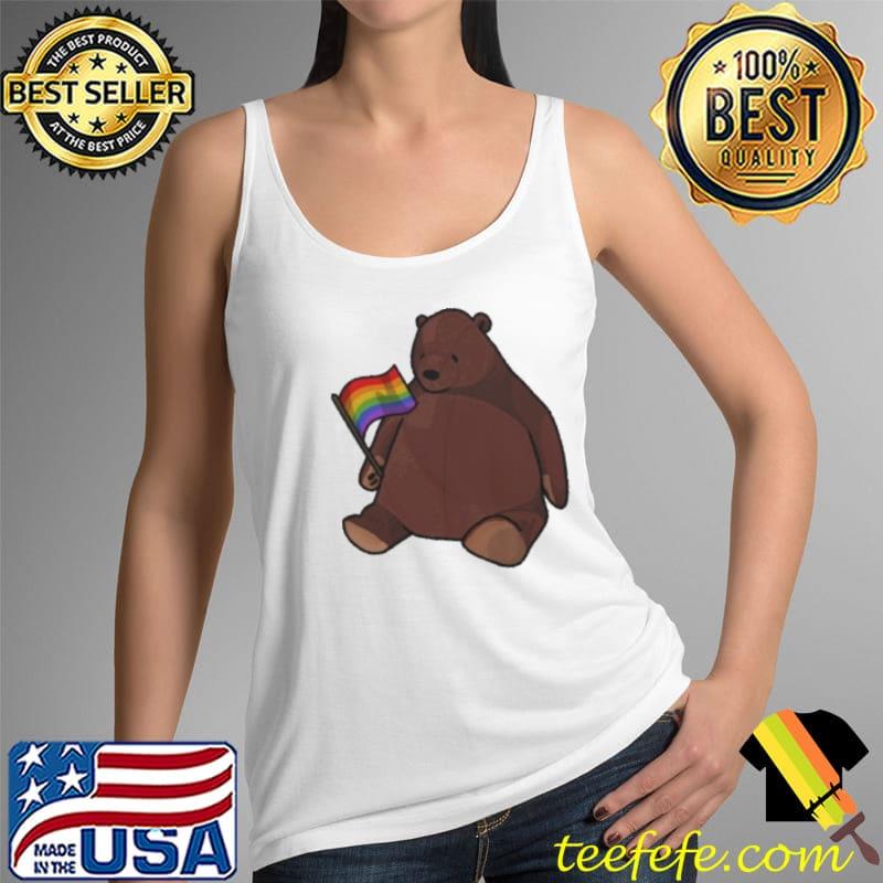 Brown Teddy Bear Holding Flag LGBT Shirt Tank Top Brown Teddy Bear Holding Flag LGBT Shirt Tank Top