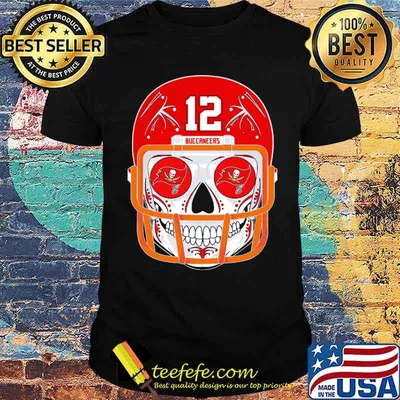 Buccaneers number 12 skull wear helmet football team shirt