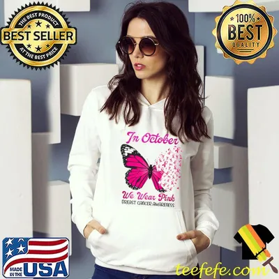Butterfly In October We Wear Pink Breast Cancer Awareness T-Shirt