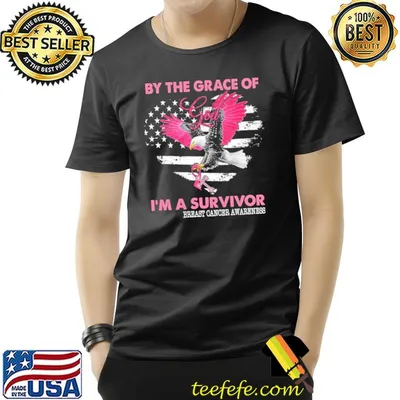 By The Race Of God I'm A Survivor Breast Cancer Awareness America Flag Shirt