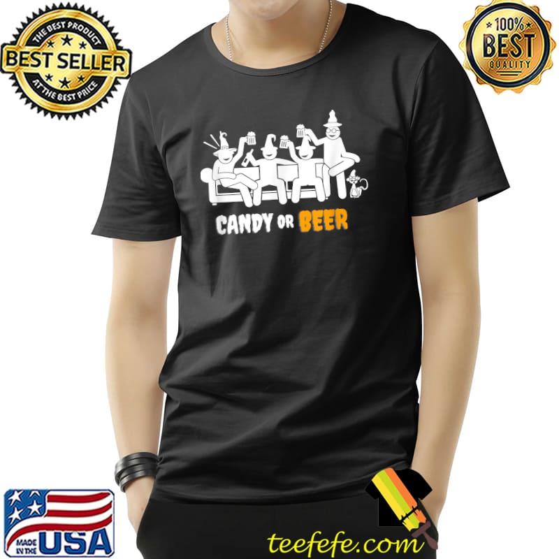 Candy or Beer Halloween Funny Design T-Shirt
