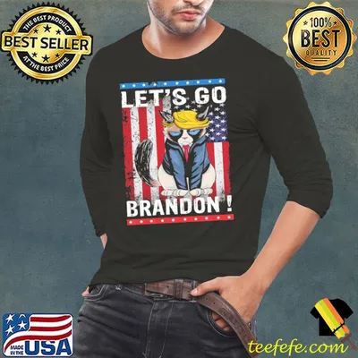 Cat Let's Go Brandon American Flag Shirt