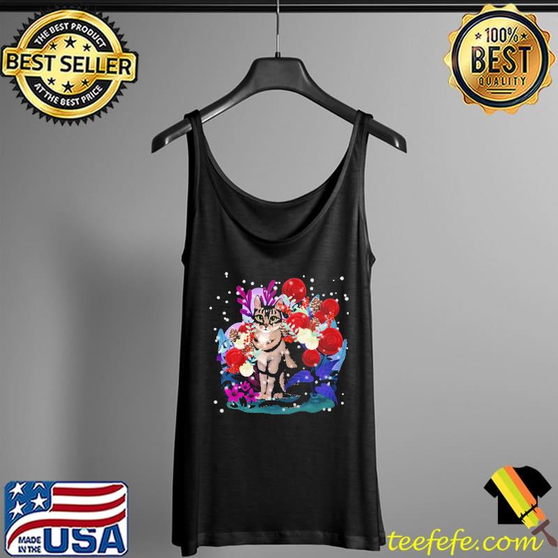 Cat Winter Rose Garden Black Shirt Tank Top Cat Winter Rose Garden Black Shirt Tank Top