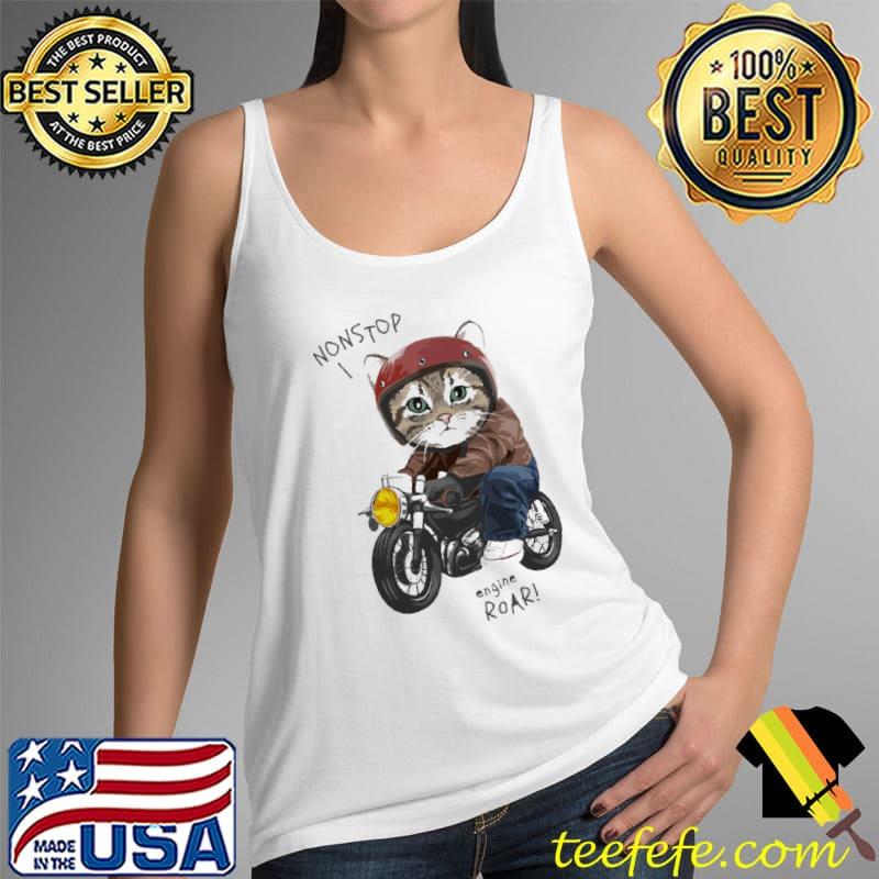 Cat With Motorcycle Nonstop Engine Roar s Tank Top Cat With Motorcycle Nonstop Engine Roar s Tank Top