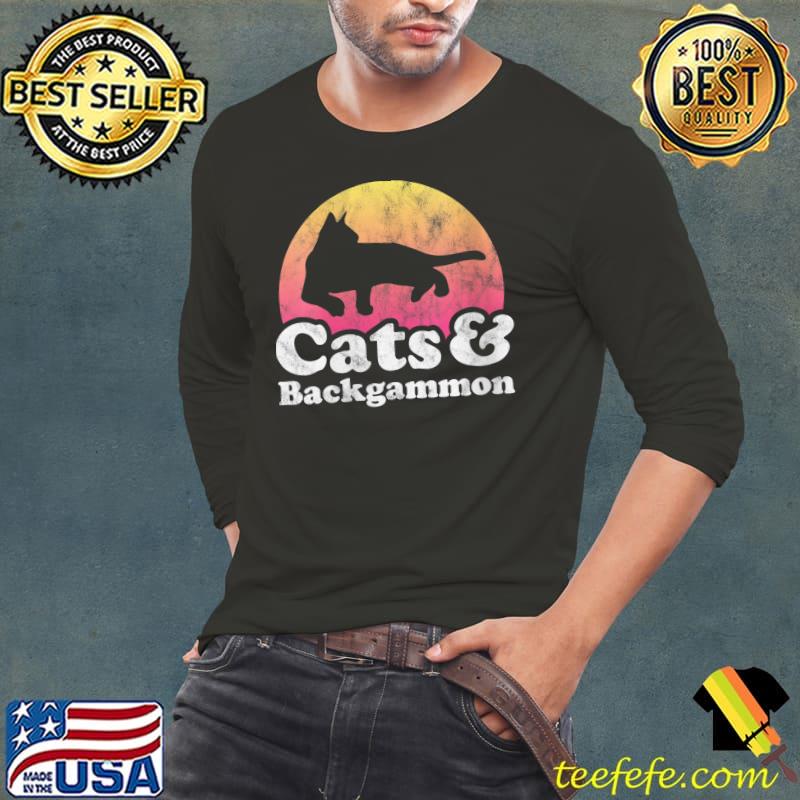 Cats and Backgammon Men's or Women's Cat and Backgammon T-Shirt Long Sleeve Tee Cats and Backgammon Men's or Women's Cat and Backgammon T-Shirt Long Sleeve Tee