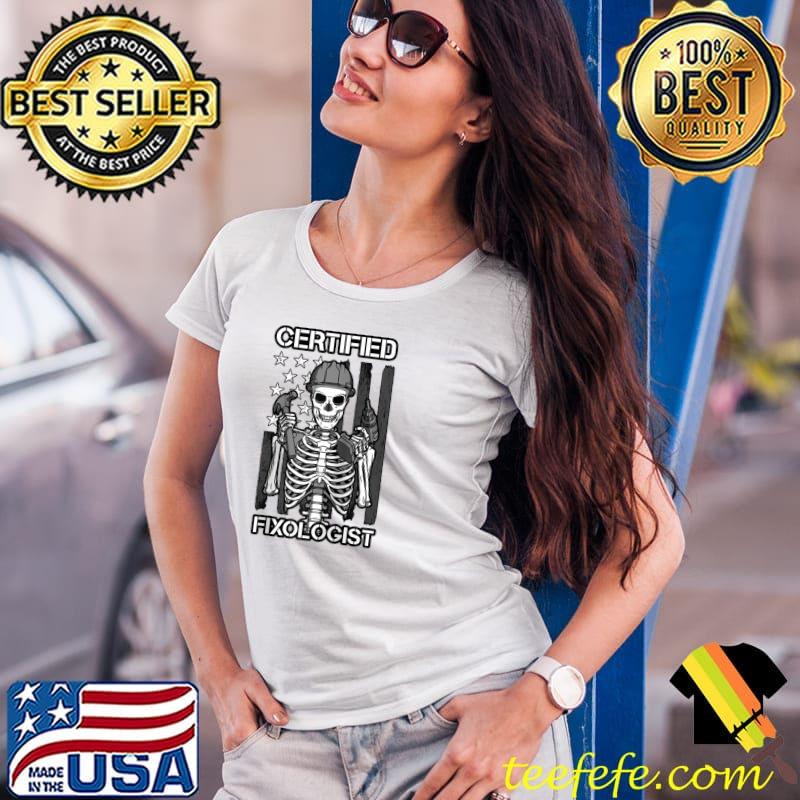 Certified Fixologist Gothic Skeleton USA Flag Carpenter Raglan Baseball T-s Ladies Tee Certified Fixologist Gothic Skeleton USA Flag Carpenter Raglan Baseball T-s Ladies Tee