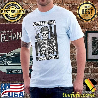 Certified Fixologist Gothic Skeleton USA Flag Carpenter Raglan Baseball T-shirt