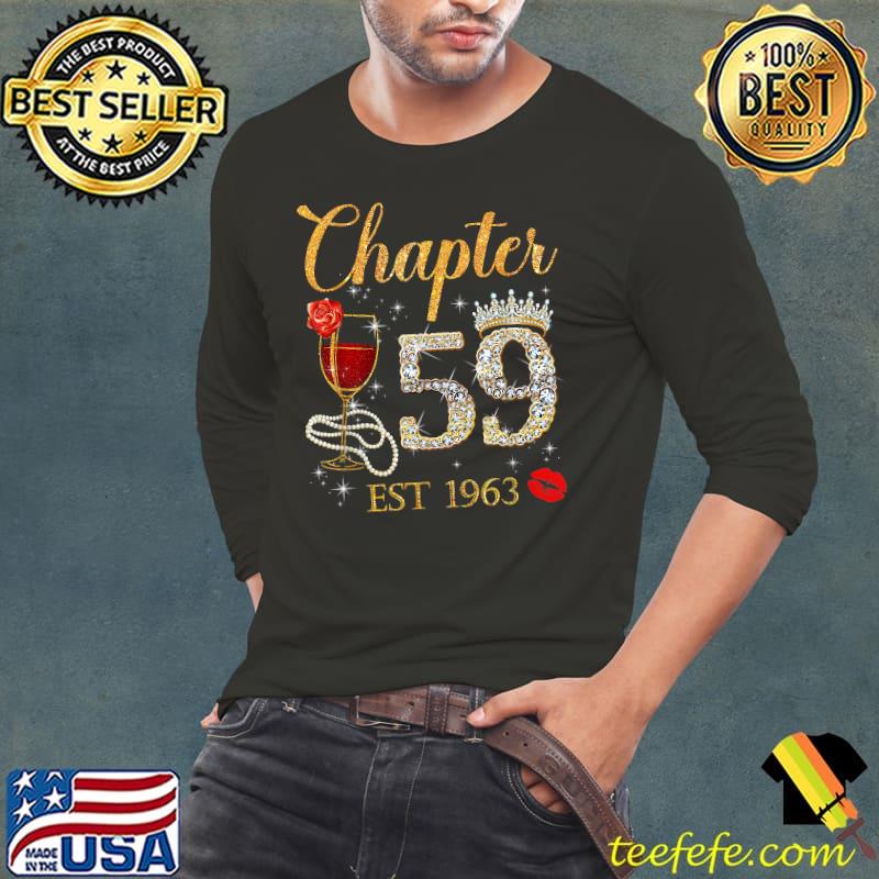 Chapter 59 Years EST 1963 Red Rose Wine Crown T-Shirt Long Sleeve Tee Chapter 59 Years EST 1963 Red Rose Wine Crown T-Shirt Long Sleeve Tee