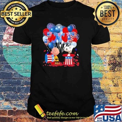 Charlie and snoopy firework balloon 4th of july independence shirt