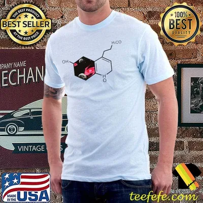 Chemical molecule with outer space view and planets T-shirt