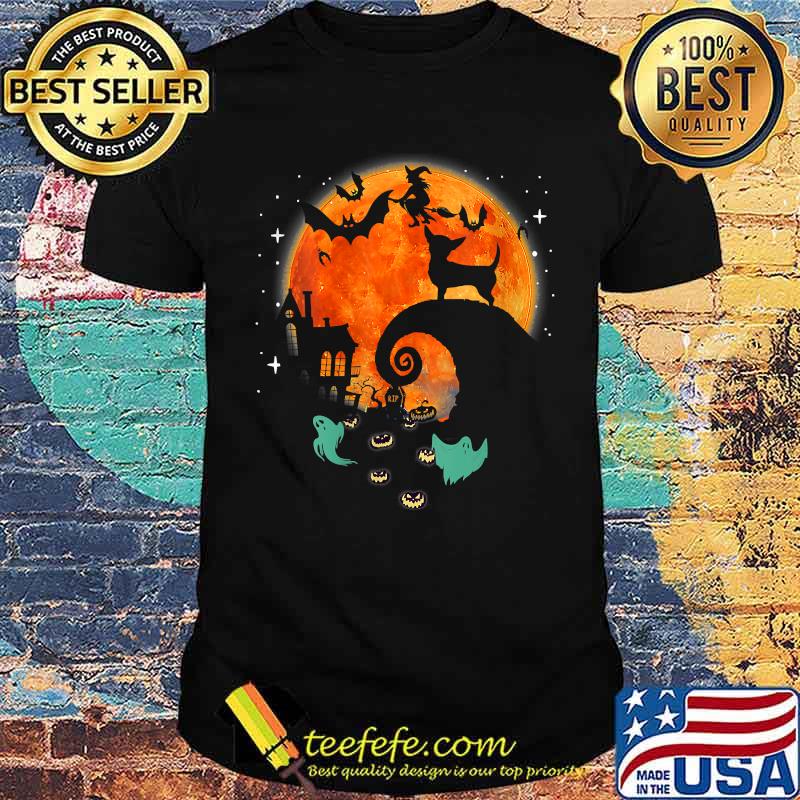 Chihuahua Dog Moon Scary Pumpkin Halloween Costume T-Shirt