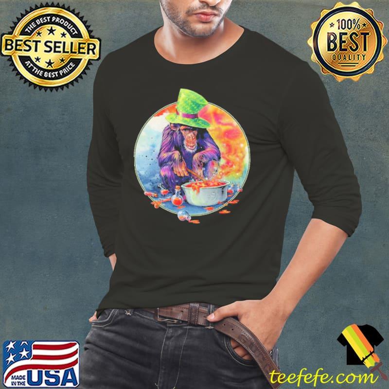 Chimp Watercolor Monkey Art Shirt Long Sleeve Tee Chimp Watercolor Monkey Art Shirt Long Sleeve Tee