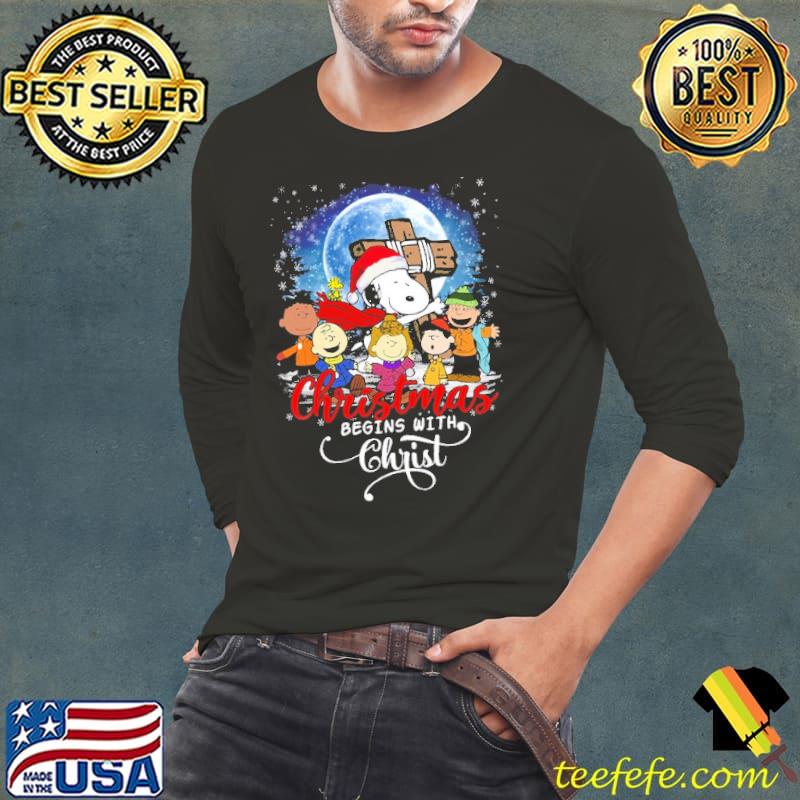 Christmas Begins With Christ Snoopy and Friend Shirt Long Sleeve Tee Christmas Begins With Christ Snoopy and Friend Shirt Long Sleeve Tee