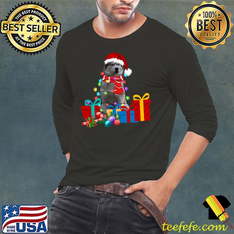 Christmas Lights Siberian Husky Dog Puppy Xmas Pajama T-Shirt