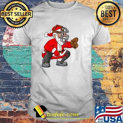 Christmas Santa Claus Baseball Catcher Boys Girls Kids Xmas T-Shirt