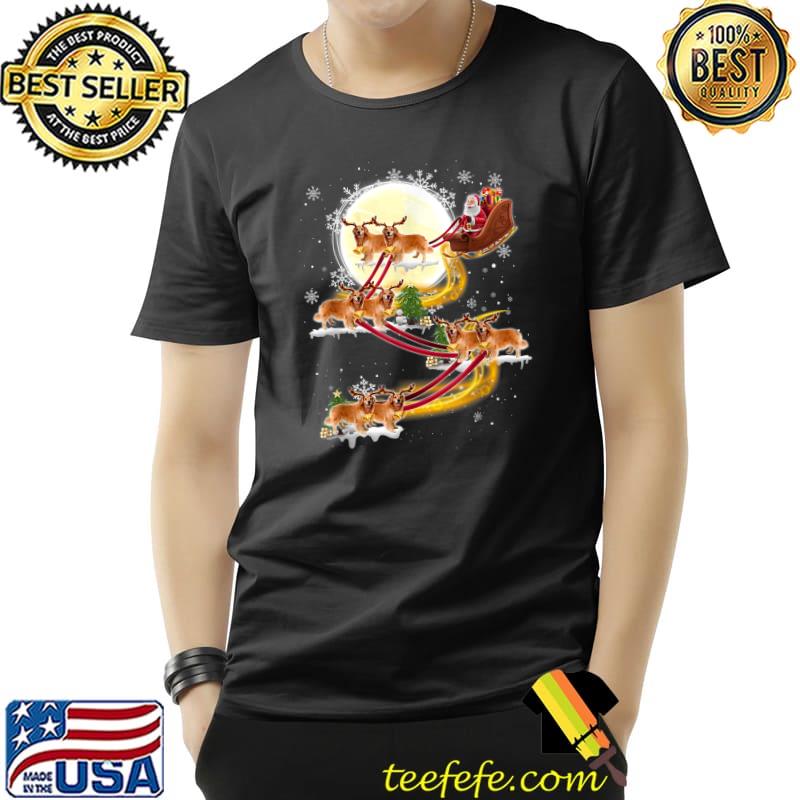 Christmas Santa Claus Riding Golden Retriever for Boys Girls T-Shirt Unisex Christmas Santa Claus Riding Golden Retriever for Boys Girls T-Shirt Unisex