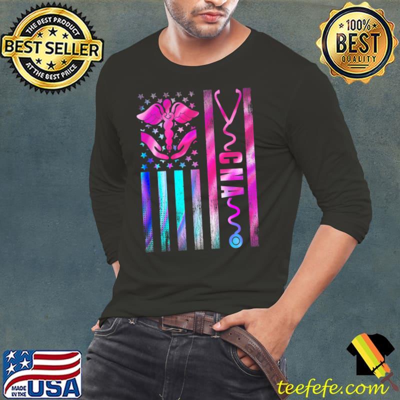 CNA Job Certified Nursing Assistant USA Flag Premium T-Shirt Long Sleeve Tee CNA Job Certified Nursing Assistant USA Flag Premium T-Shirt Long Sleeve Tee