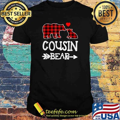 Cousin Bear Shirt, Red Buffalo Plaid Grandma Bear Pajama T-Shirt