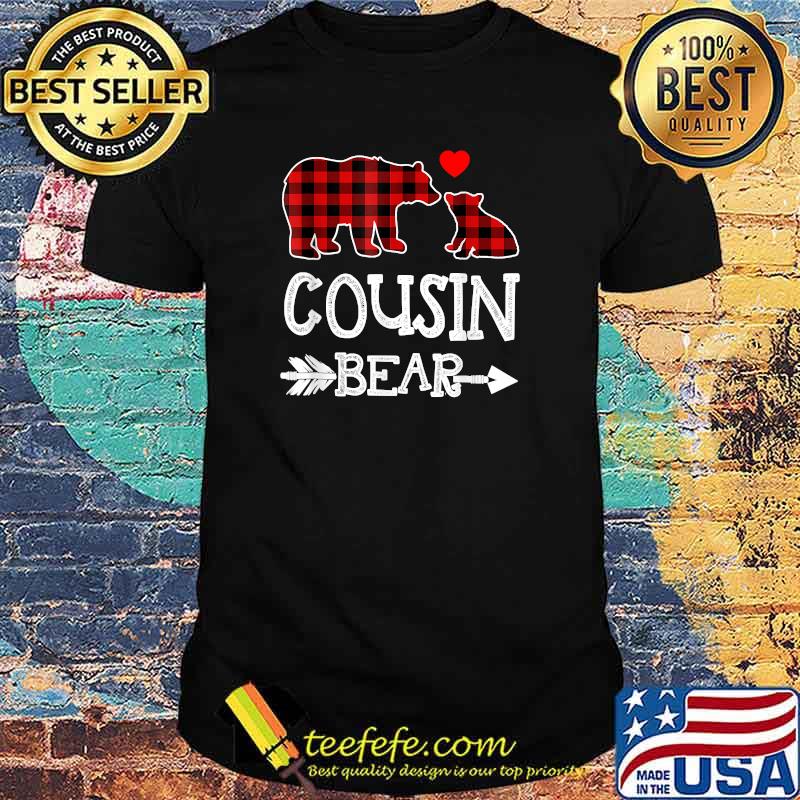 Cousin Bear Shirt, Red Buffalo Plaid Grandma Bear Pajama T-Shirt
