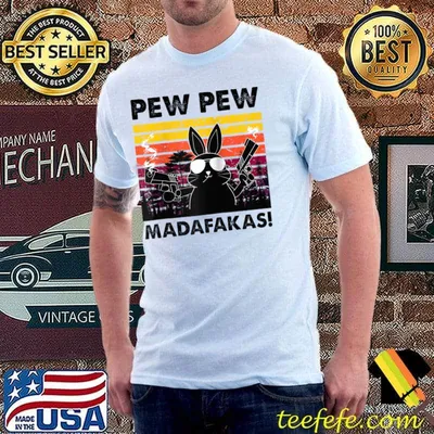 Crazy Bunny Men Pew Pew Madafakas Raglan Baseball T-shirt