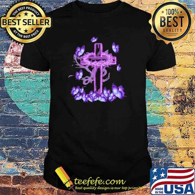 Cross jesus magical purple butterfly Shirt