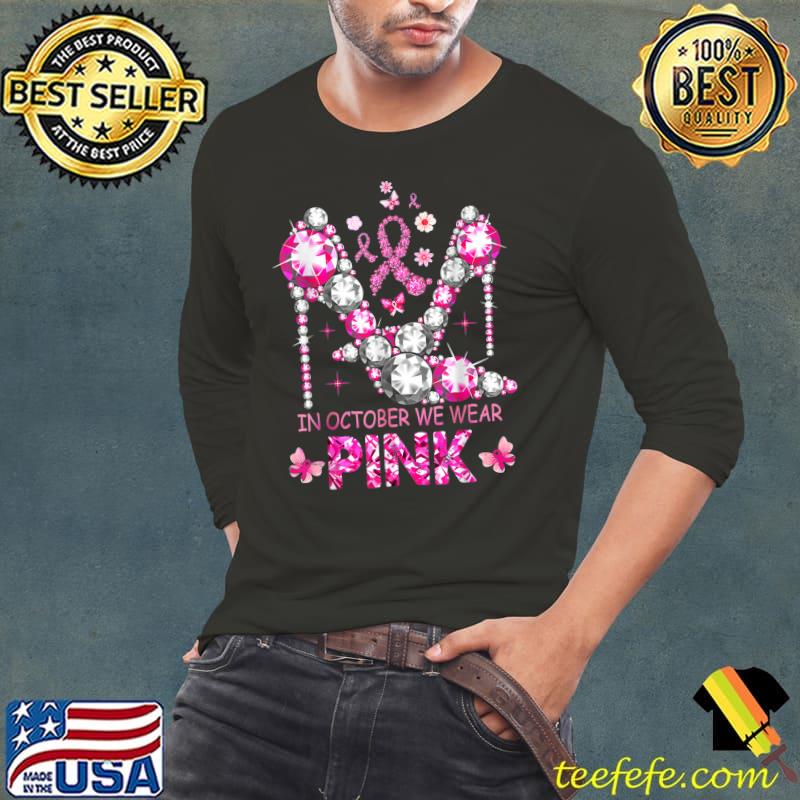 Crush Breast Cancer Awareness Bling Pink Ribbon T-Shirt Long Sleeve Tee Crush Breast Cancer Awareness Bling Pink Ribbon T-Shirt Long Sleeve Tee