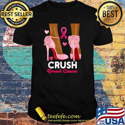 Crush Breast Cancer In October We Wear Pink Black Woman T-Shirt