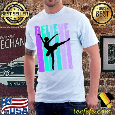 Cute Ballet Dancer Girl Kids Womens Retro Vintage Style T-shirt