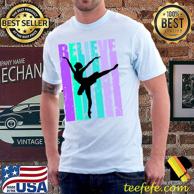 Cute Ballet Dancer Girl Kids Womens Retro Vintage Style T-shirt