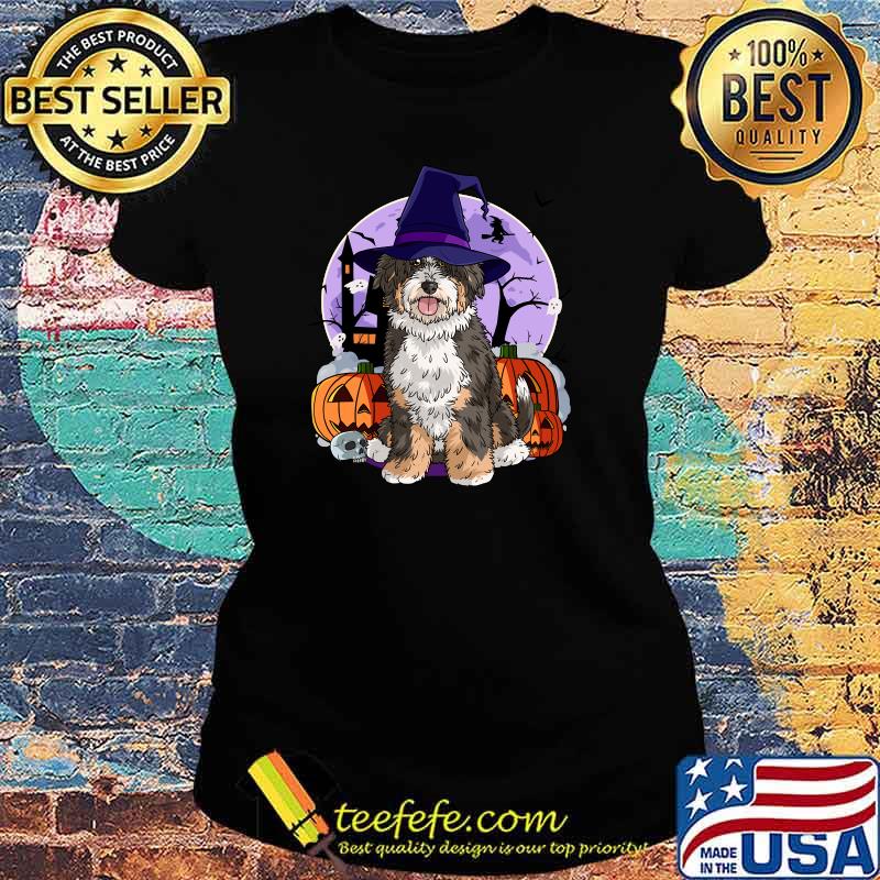 Cute Bernedoodle Halloween Witch Pumpkin T-Shirt Ladies tee Cute Bernedoodle Halloween Witch Pumpkin T-Shirt Ladies tee