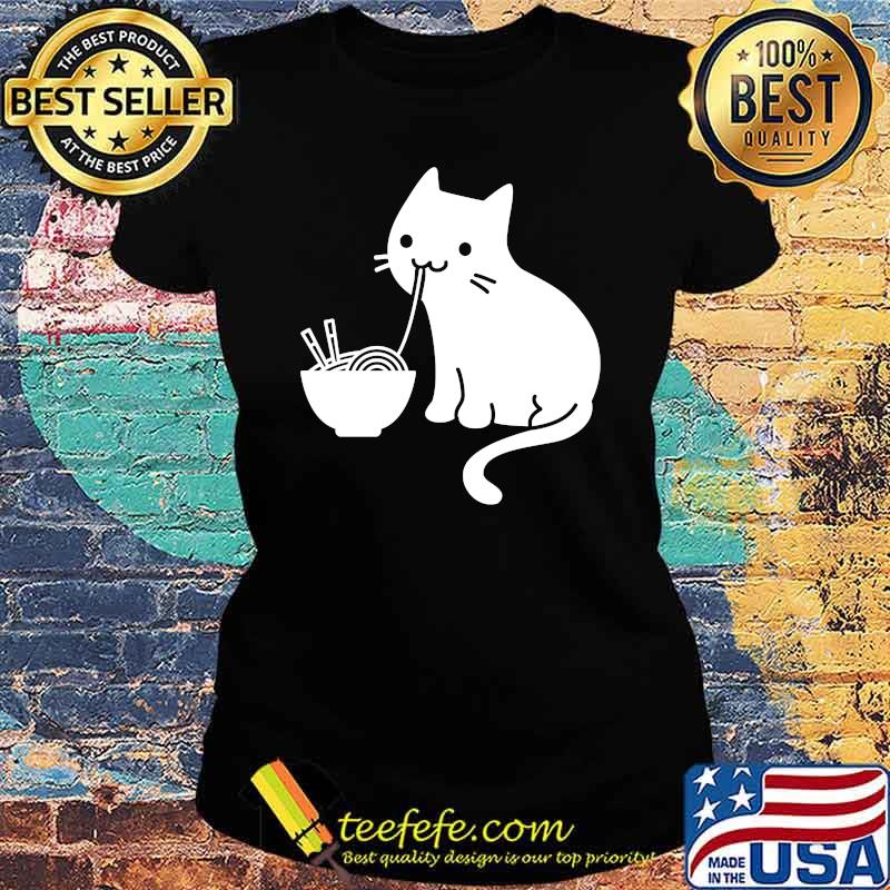 Cute Cat Eating Ramen Essential T-Shirt Ladies tee Cute Cat Eating Ramen Essential T-Shirt Ladies tee