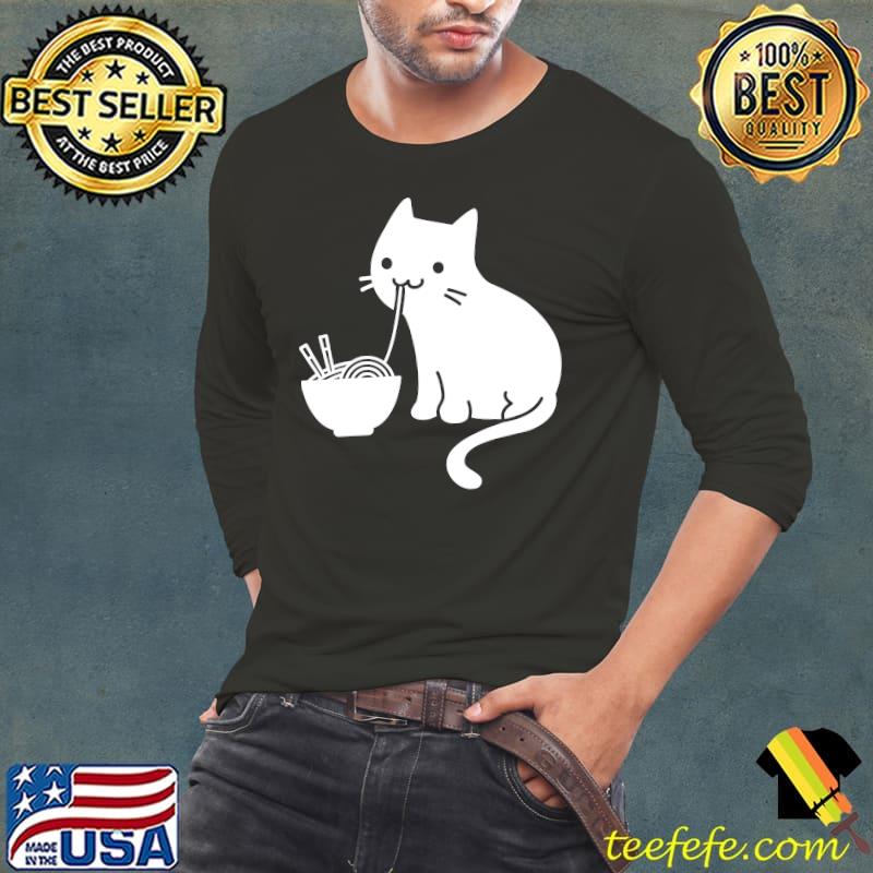 Cute Cat Eating Ramen Essential T-Shirt Long Sleeve Tee Cute Cat Eating Ramen Essential T-Shirt Long Sleeve Tee