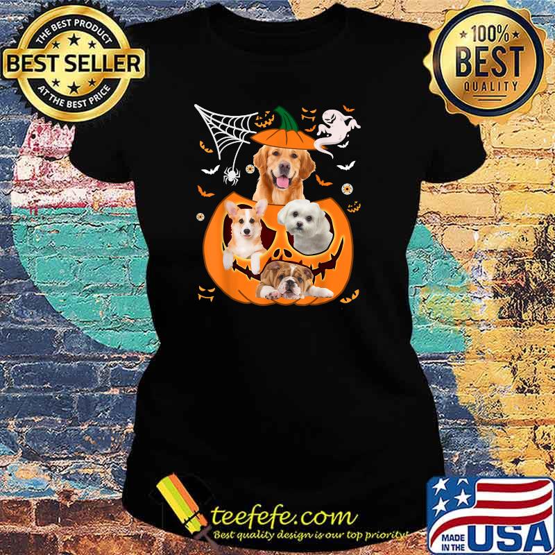 Cute Dogs In Pumpkin Carved Halloween Costume Pumpkin Dog T-Shirt Ladies tee Cute Dogs In Pumpkin Carved Halloween Costume Pumpkin Dog T-Shirt Ladies tee