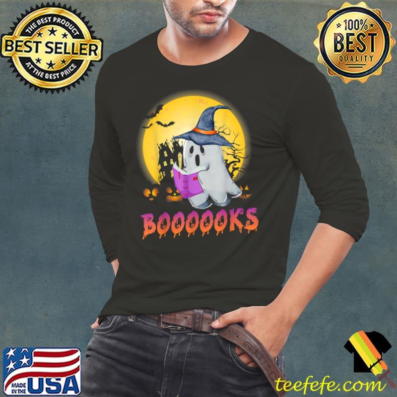 Cute Ghost Book Reading Halloween 2021 Boooks Teacher T-Shirt Long Sleeve Tee Cute Ghost Book Reading Halloween 2021 Boooks Teacher T-Shirt Long Sleeve Tee