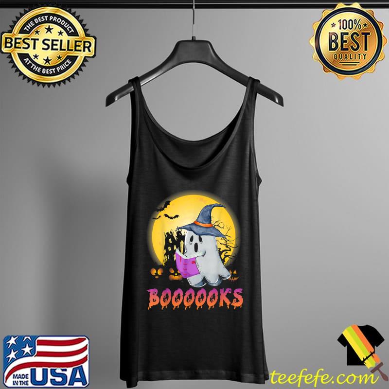 Cute Ghost Book Reading Halloween 2021 Boooks Teacher T-Shirt Tank Top Cute Ghost Book Reading Halloween 2021 Boooks Teacher T-Shirt Tank Top