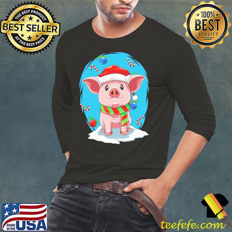 Cute Pig Christmas Santa Gilt Shirt Long Sleeve Tee Cute Pig Christmas Santa Gilt Shirt Long Sleeve Tee