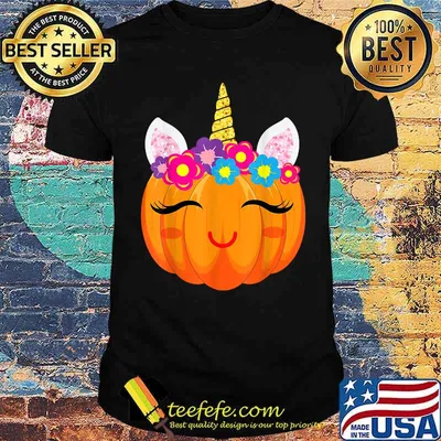 Cute Unicorn Girls Halloween Pumpkin Patch Costume Women T-Shirt