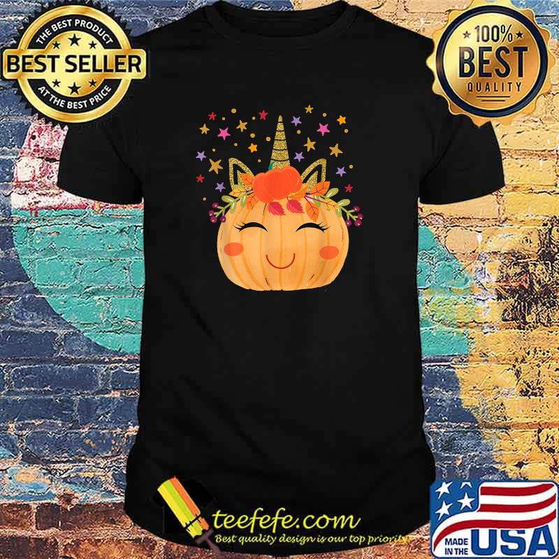 Cute Unicorn Pumpkin shirt for women Halloween Thanksgiving T-Shirt