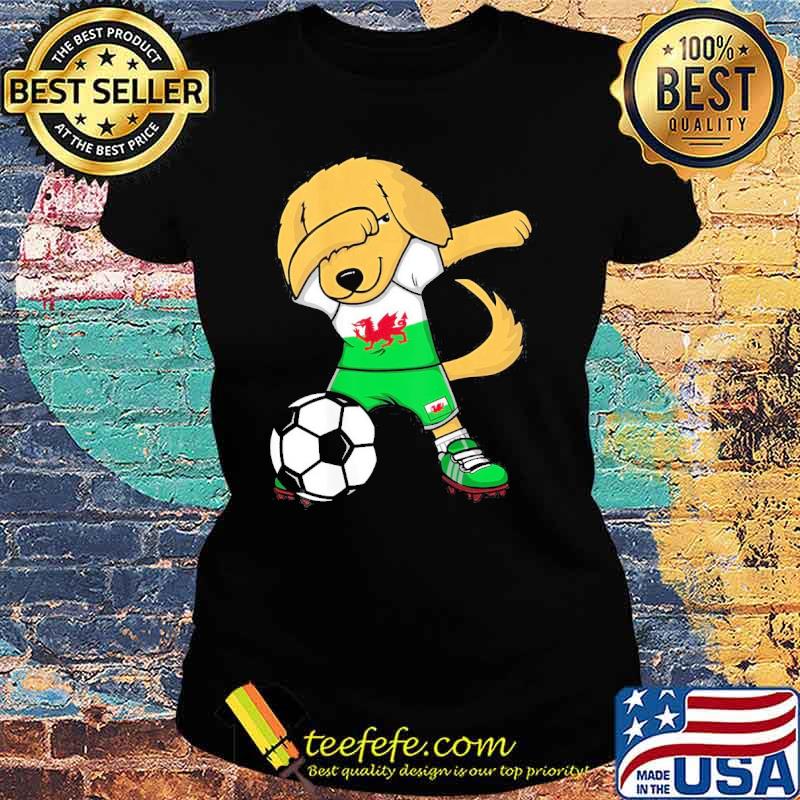 Dabbing Golden Retriever Wales Soccer Fans Jersey Football s Ladies tee Dabbing Golden Retriever Wales Soccer Fans Jersey Football s Ladies tee