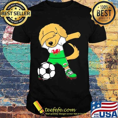 Dabbing Golden Retriever Wales Soccer Fans Jersey Football shirt