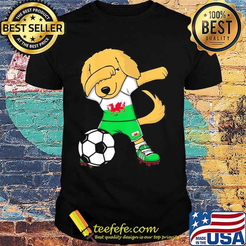 Dabbing Golden Retriever Wales Soccer Fans Jersey Football shirt