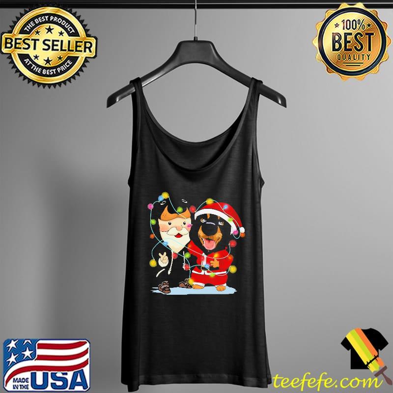 Dachshund and Santa Claus Christmas Shirt Tank Top Dachshund and Santa Claus Christmas Shirt Tank Top