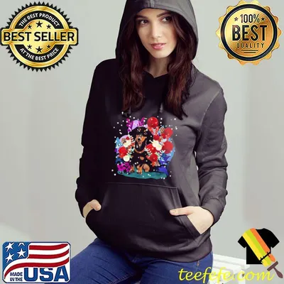 Dachshund Winter Rose Garden Black Shirt
