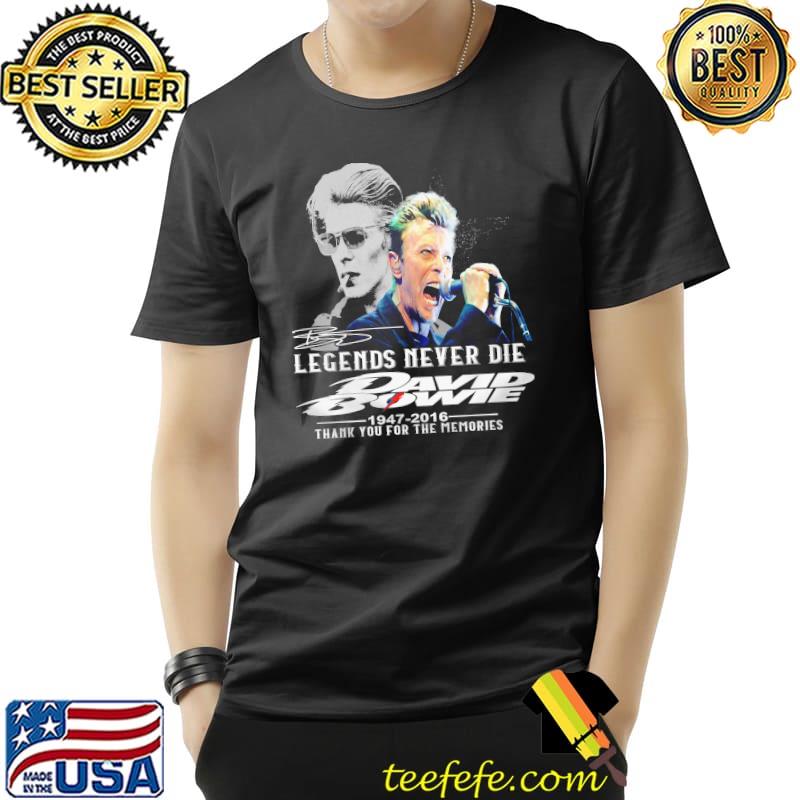 David Bowie Legend Never Die Thank You For The Memories 1947 2016 Signatures Shirt Unisex David Bowie Legend Never Die Thank You For The Memories 1947 2016 Signatures Shirt Unisex