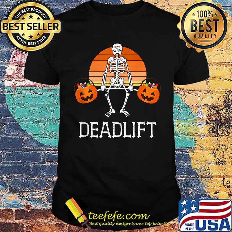 DEADLIFT Skeleton Candy Buckets Pumpkin Halloween T-Shirt DEADLIFT Skeleton Candy Buckets Pumpkin Halloween T-Shirt