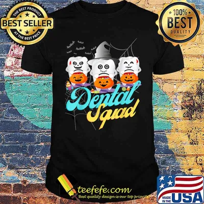 Dental Squad Dentist Halloween Costume spooky Pumpkin Teeth T-Shirt