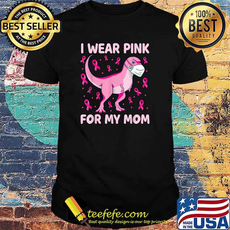 Dinosaur I Wear Pink For My Mom Breast Cancer Kids Boys T-Shirt