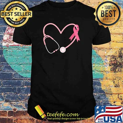 Doctor Nurse Heart Love Pink Ribbon Cute Breast Cancer Gifts T-Shirt