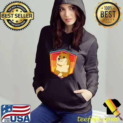 Dogecoin Shield Badge Retro Sunset T-shirt