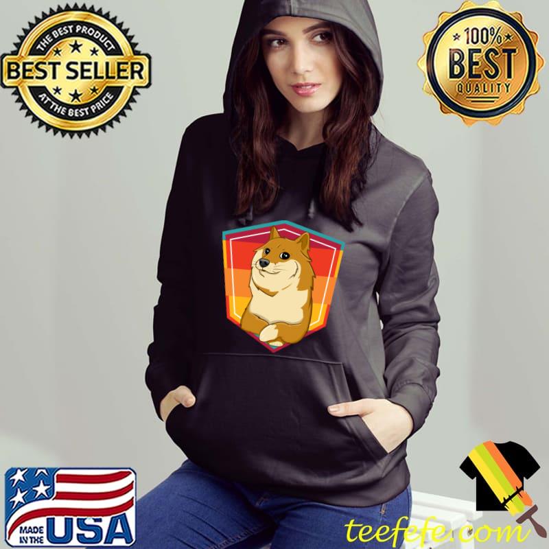 Dogecoin Shield Badge Retro Sunset T-shirt Dogecoin Shield Badge Retro Sunset T-shirt
